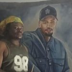 "Rasta Displays His Painting of Chris Brown (Photos)"