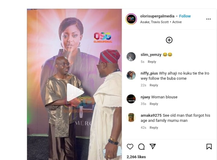 “We watch we don’t judge” – Netizens mock Kazim Adeoti’s outfit to Mercy Aigbe’s movie premiere